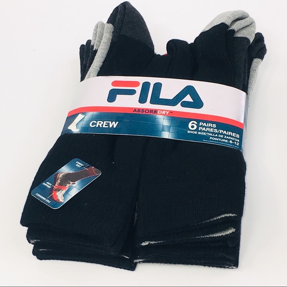 Fila Men’s Absorb Dry Crew Socks 6 pairs size 6-12 - Picture 7 of 8